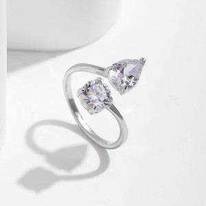 925 Sterling Silver Asymmetrical Love Zircon Ring 70100440