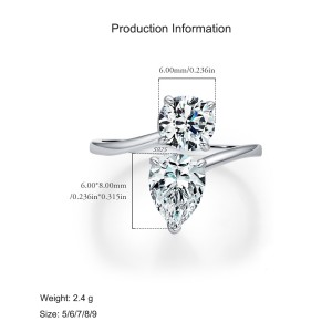 925 Sterling Silver Asymmetrical Love Zircon Ring 70100440