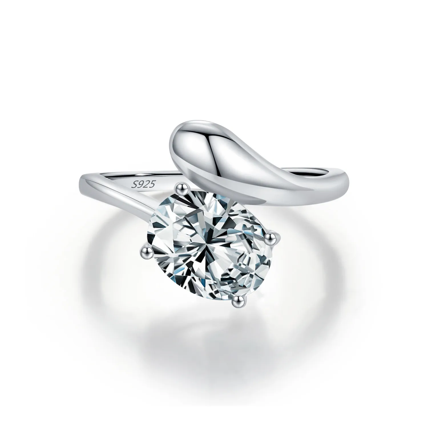 925 Sterling Silver Solitaire Snake-Inspired Zircon Ring 70100441