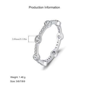 925 Sterling Silver Geometric Zircon Band Ring 70100444