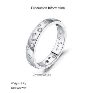 925 Sterling Silver Irregular Zircon Band Ring 70100445