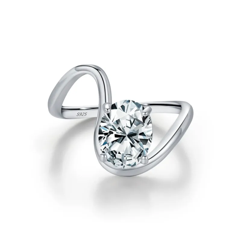 925 Sterling Silver Creative Oval Solitaire Ring 70100447