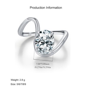 925 Sterling Silver Creative Oval Solitaire Ring 70100447