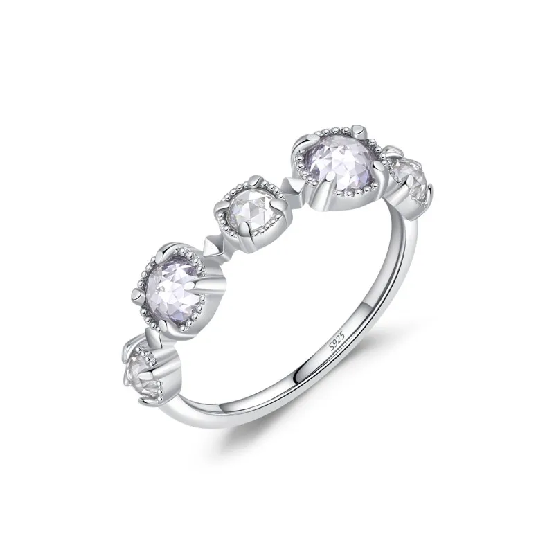 925 Sterling Silver Floral Zircon Ring 70100449