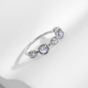 925 Sterling Silver Floral Zircon Ring 70100449