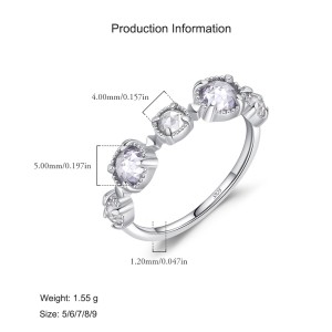 925 Sterling Silver Floral Zircon Ring 70100449