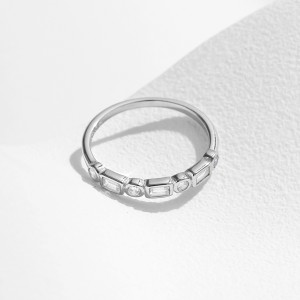 925 Sterling Silver Geometric Zircon Stackable Ring 70100451 925 Sterling Silver Geometric Zircon Stackable Ring 70100451