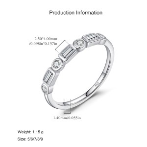 925 Sterling Silver Geometric Zircon Stackable Ring 70100451 925 Sterling Silver Geometric Zircon Stackable Ring 70100451