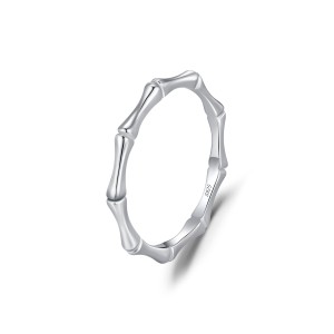 925 Sterling Silver Bamboo Texture Band Ring 70100452