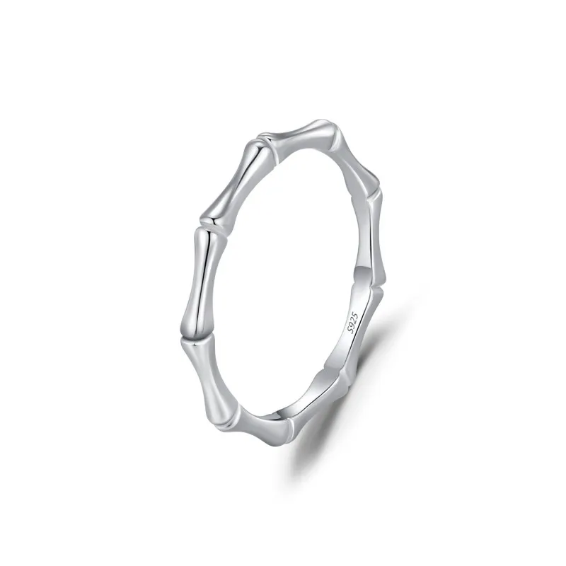 925 Sterling Silver Bamboo Texture Band Ring 70100452