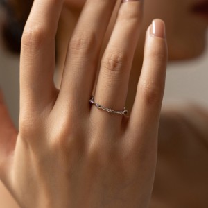 925 Sterling Silver Bamboo Texture Band Ring 70100452