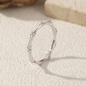 925 Sterling Silver Bamboo Texture Band Ring 70100452