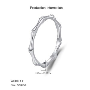 925 Sterling Silver Bamboo Texture Band Ring 70100452