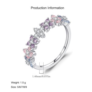 925 Sterling Silver Zircon Clover Flower Ring 70100456