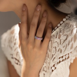 925 Sterling Silver Rainbow CZ Eternity Gear Ring 70100457 925 Sterling Silver Rainbow CZ Eternity Gear Ring 70100457