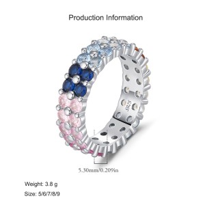 925 Sterling Silver Rainbow CZ Eternity Gear Ring 70100457 925 Sterling Silver Rainbow CZ Eternity Gear Ring 70100457