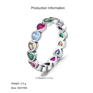 925 Sterling Silver Vintage CZ Heart Eternity Ring 70100458