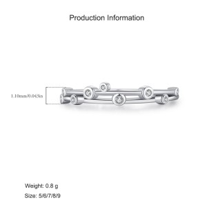 925 Sterling Silver Minimalist Line Zircon Ring 70100460