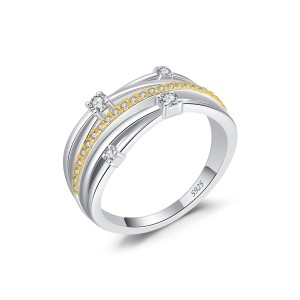 925 Sterling Silver Dual-Tone Twisted Line Ring 70100461 925 Sterling Silver Dual-Tone Twisted Line Ring 70100461