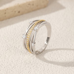 925 Sterling Silver Dual-Tone Twisted Line Ring 70100461 925 Sterling Silver Dual-Tone Twisted Line Ring 70100461