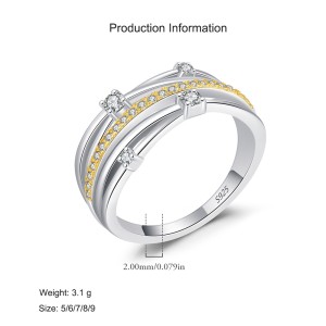 925 Sterling Silver Dual-Tone Twisted Line Ring 70100461 925 Sterling Silver Dual-Tone Twisted Line Ring 70100461