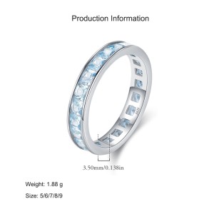 925 Sterling Silver Square Crystal Band Ring 70100462 925 Sterling Silver Square Crystal Band Ring 70100462