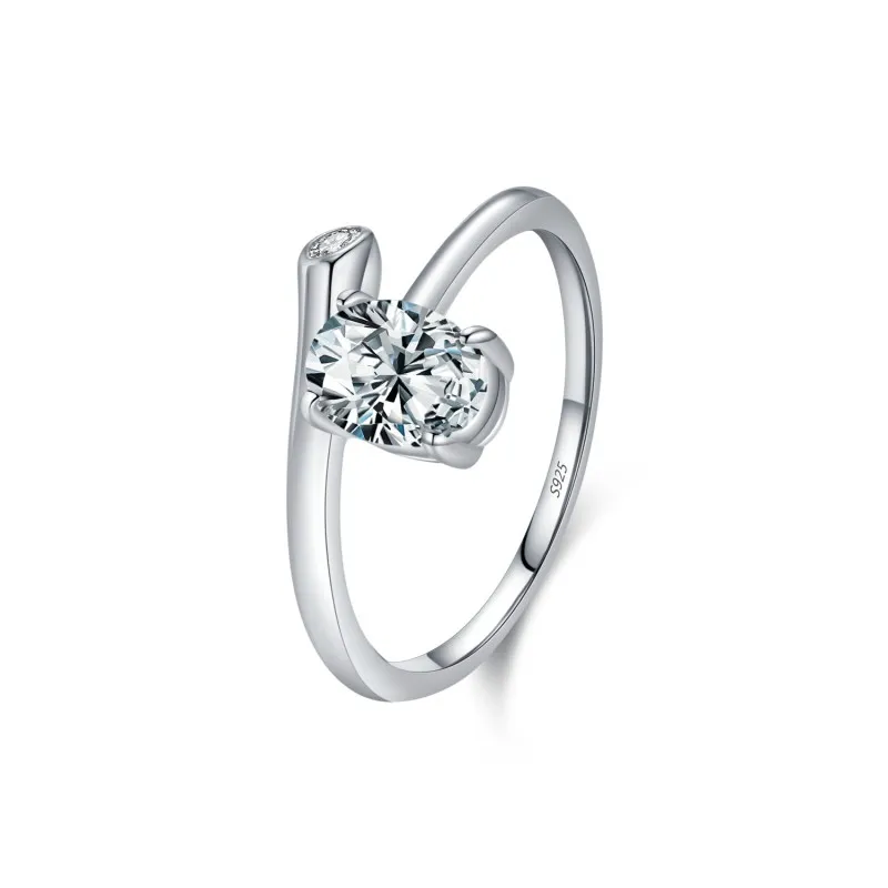 925 Sterling Silver Irregular Oval Zircon Ring 70100466