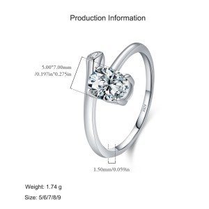 925 Sterling Silver Irregular Oval Zircon Ring 70100466 925 Sterling Silver Irregular Oval Zircon Ring 70100466