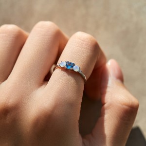 925 Sterling Silver Geometric CZ Opal Ring 70100469 925 Sterling Silver Geometric CZ Opal Ring 70100469