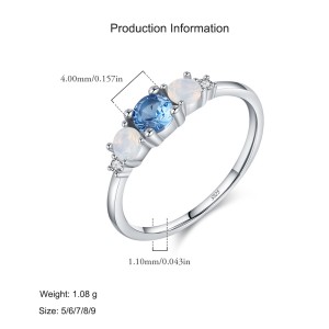 925 Sterling Silver Geometric CZ Opal Ring 70100469 925 Sterling Silver Geometric CZ Opal Ring 70100469