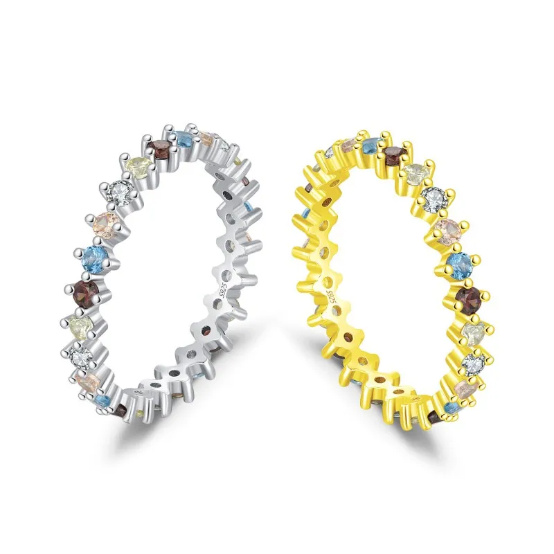 925 Sterling Silver Colorful CZ Dopamine Ring 70100470