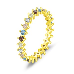 925 Sterling Silver Colorful CZ Dopamine Ring 70100470