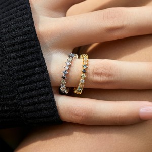 925 Sterling Silver Colorful CZ Dopamine Ring 70100470