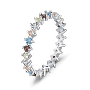 925 Sterling Silver Colorful CZ Dopamine Ring 70100470