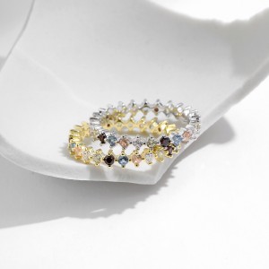 925 Sterling Silver Colorful CZ Dopamine Ring 70100470