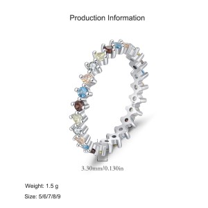 925 Sterling Silver Colorful CZ Dopamine Ring 70100470