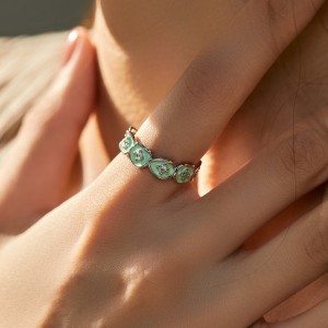 925 Sterling Silver Mint Green Enamel Ring 70100471