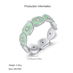 925 Sterling Silver Mint Green Enamel Ring 70100471