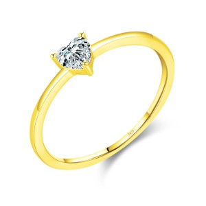 925 Sterling Silver Heart-Shaped CZ Minimalist Ring 70100473