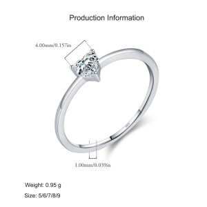 925 Sterling Silver Heart-Shaped CZ Minimalist Ring 70100473