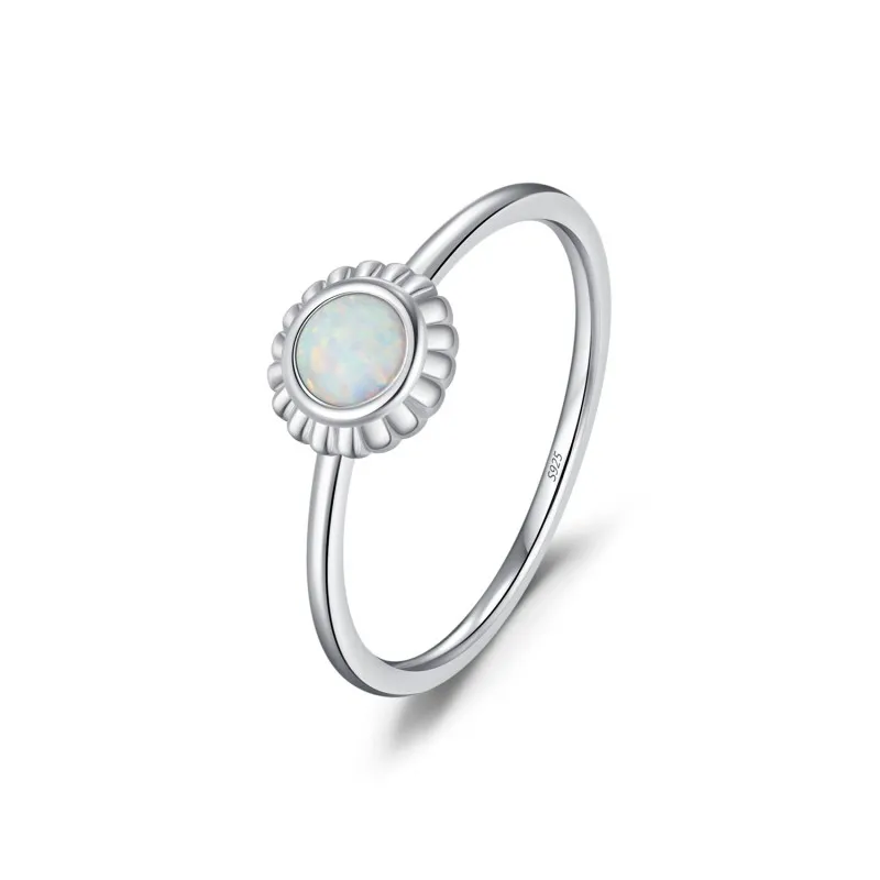 925 Sterling Silver Sunflower Opal Ring 70100474