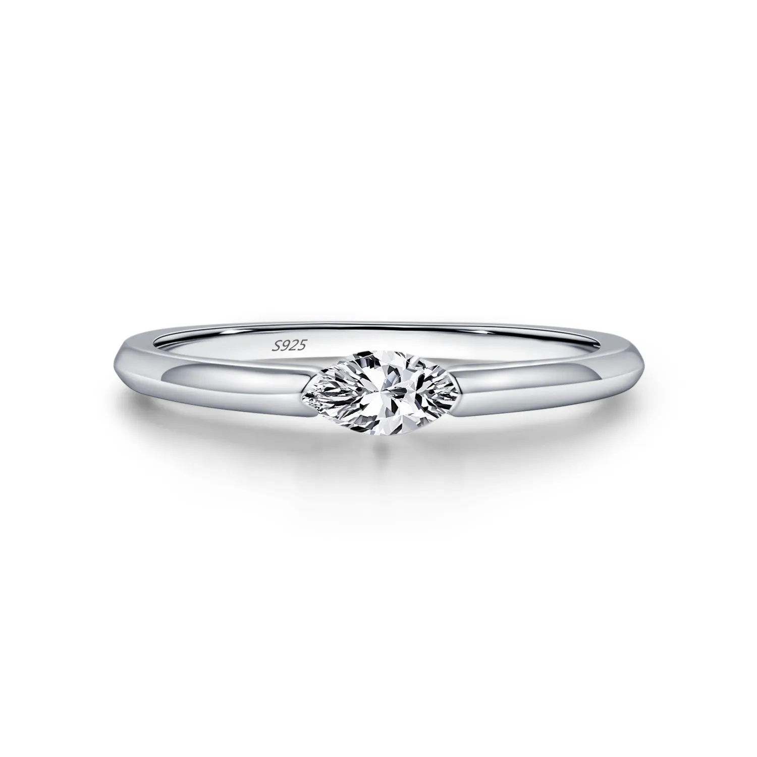 925 Sterling Silver Minimalist Solitaire CZ Ring 70100475