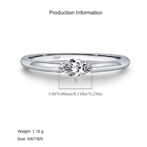 925 Sterling Silver Minimalist Solitaire CZ Ring 70100475