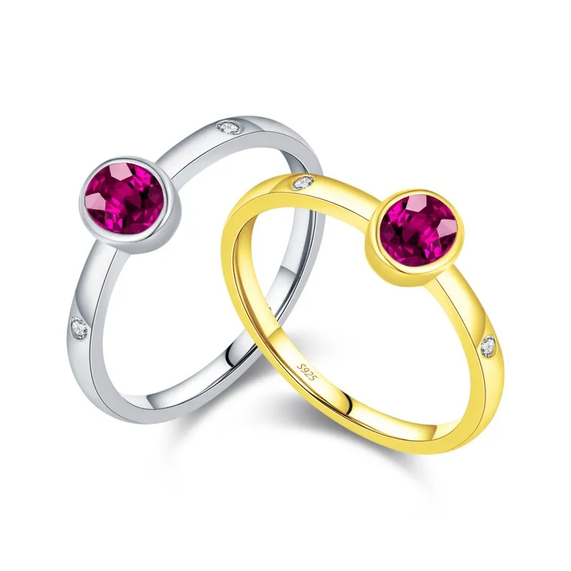 925 Sterling Silver Vintage Ruby-Red Crystal Ring 70100476