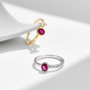 925 Sterling Silver Vintage Ruby-Red Crystal Ring 70100476