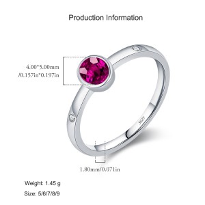 925 Sterling Silver Vintage Ruby-Red Crystal Ring 70100476