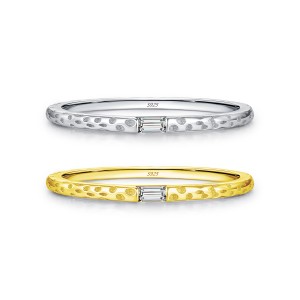 925 Sterling Silver Foil Texture Solitaire Ring 70100479