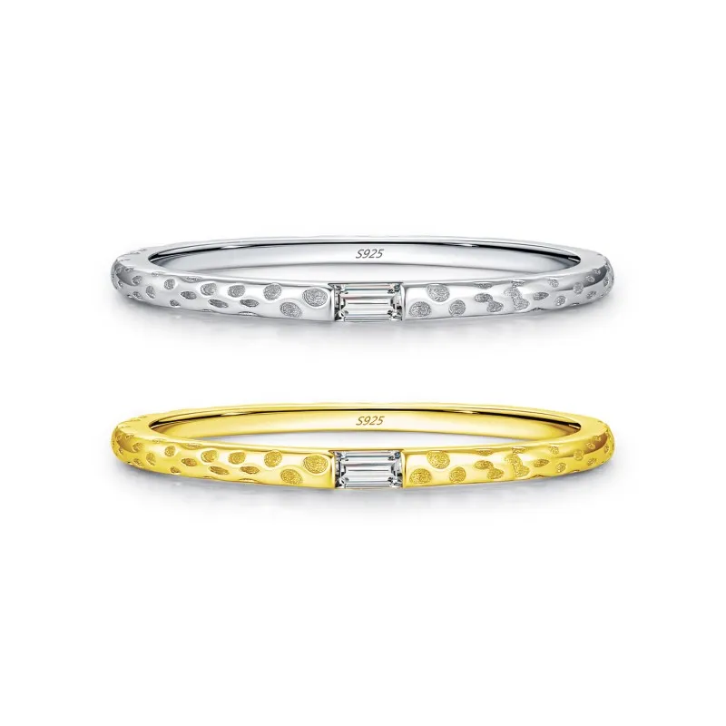 925 Sterling Silver Foil Texture Solitaire Ring 70100479