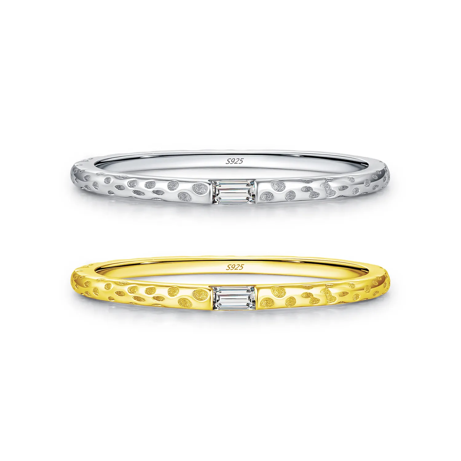 925 Sterling Silver Foil Texture Solitaire Ring 70100479