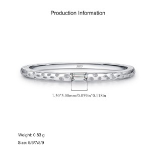 925 Sterling Silver Foil Texture Solitaire Ring 70100479